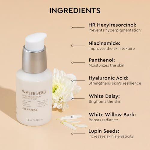 The Face Shop White Seed Brightening Face Serum With Niacinamide & Hyaluronic Acid |For Dark Spots, Dullness & Acne Scars | Suitable For Normal,Oily, Dry,Combination Skin|Sulphate & Paraben Free,30Ml