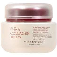 The Face Shop Pomegranate & Collagen Face Cream With 10% Marine Collagen & Pomegranate Extracts | Day & Night Cream To Smooth Wrinkles & Give Intense Moisturization | Suitable For All Skin Types, 50Ml