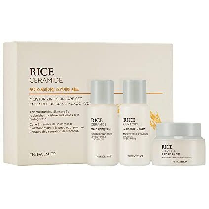 The Face Shop Rice&Ceramide Moisturizing Skincare And Cream Set, 75 Ml (Pack Of 3), Pink
