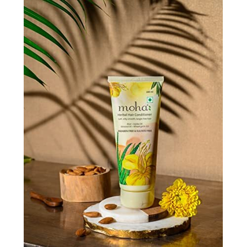 Moha Herbal Hair Conditioner With Aloe, Jojoba Oil, Almond Oil And Wheat Germ Oil For Soft, Silky Smooth, Tangle-Free Hair - 200Ml (Pack Of 1),1 Count