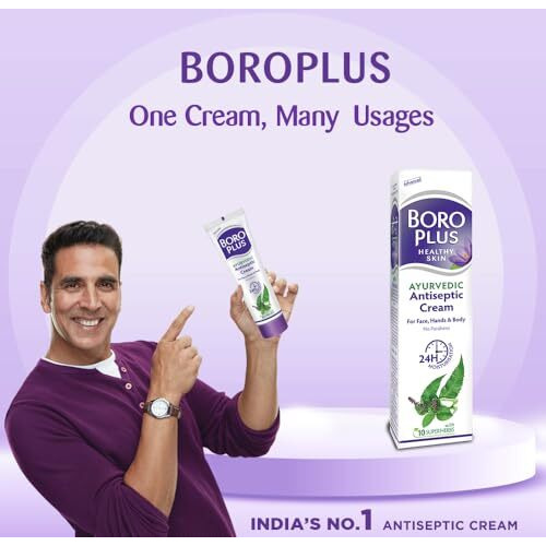 Boroplus Ayurvedic Antiseptic Cream With 10 Super Herbs |24 Hrs Moisturisation |Glowing Skin|For Face, Hand & Body | Heals And Protects The Skin|200Ml