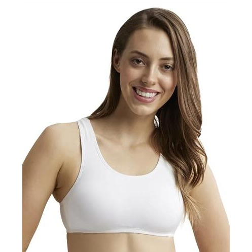 Jockey 1582 Women's Super Combed Cotton Elastane Stretch Slip On Crop Top With Stay Fresh Treatment_White_M