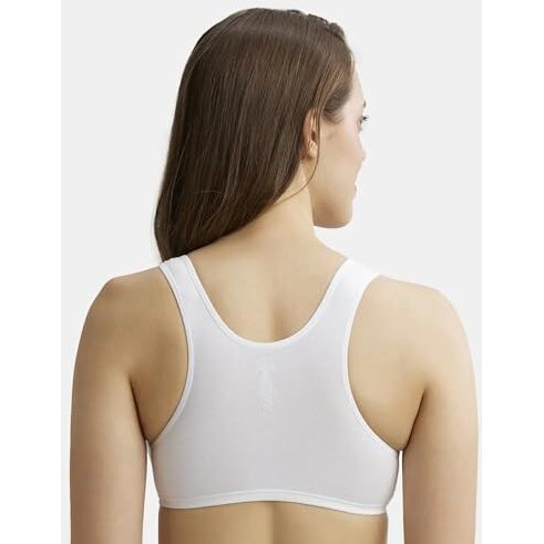 Jockey 1582 Women's Super Combed Cotton Elastane Stretch Slip On Crop Top With Stay Fresh Treatment_White_M