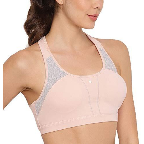 Enamor Racer Back Medium-Impact Sports Bra For Women With Removable Pads- High Coverage, Padded And Wirefree(Sb08_Pearl_M)