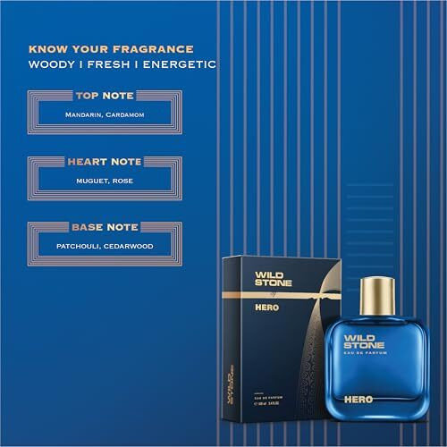 Wild Stone Hero Perfume For Men, 100Ml| Luxury Eau De Parfum | Long-Lasting Fragrance | Best Gift For Him L Premium Perfume For Men L Infused With Aromatic & Marine Notes