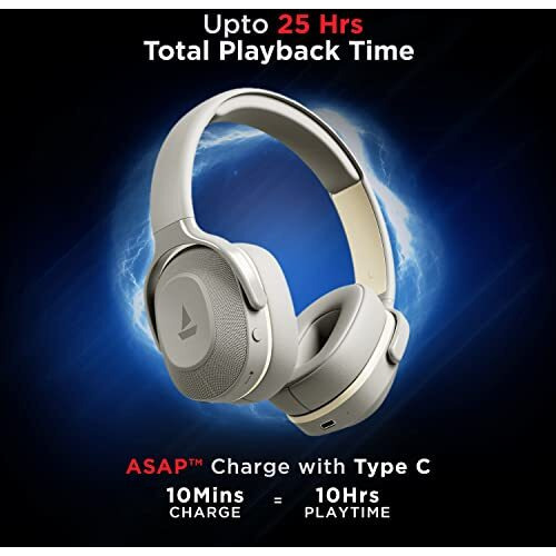 Boat Rockerz 425 Bluetooth Wireless On Ear Headphones Signature Sound, Enx Tech, Asap Charge, 25H Playtime, Bluetooth V5.2, Dual Pairing With Mic (Ash Grey)