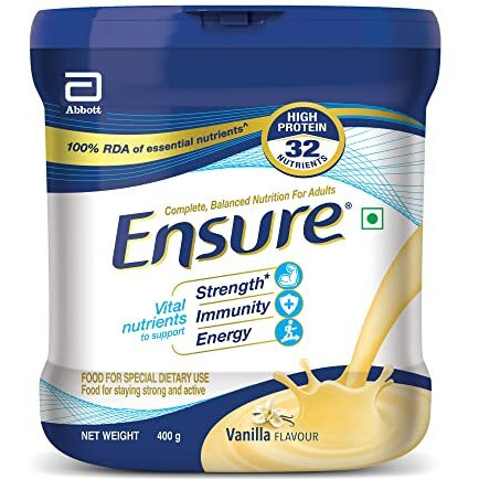 Ensure No 1 Nutritional Supplement Drink In The World 32 Nutrients High Protein,Calcium,Vit D, Vanilla 400G/375G, Wt May Vary