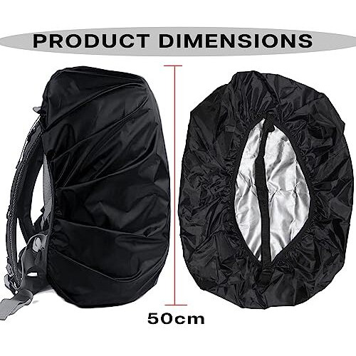 Storite Dust & Rain Cover For Standard Backpack With Pouch, Waterproof Dustproof Rain Cover Bag Elastic Adjustable For School, College,Office, Trekking Bags (30L-35L,Black)