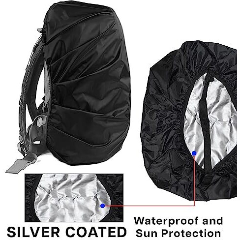 Storite Dust & Rain Cover For Standard Backpack With Pouch, Waterproof Dustproof Rain Cover Bag Elastic Adjustable For School, College,Office, Trekking Bags (30L-35L,Black)