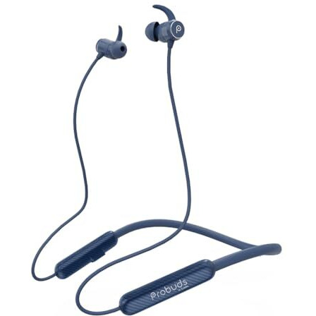Probuds N41 Wireless Bluetooth Neckband (With Mic) | 35+ Hrs Playtime | Enc | Fast Charge In 10 Mins | Water Resistant (Ipx6) | Bt V5.3 | 50Ms Low Latency | Dual Device Pairing (Sapphire Blue)