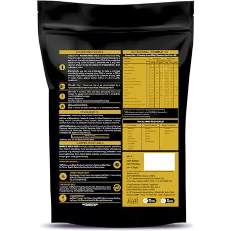 Nakpro Gold Whey Protein Concentrate 80%, 1Kg Unflavoured | 28G Protein, 6.2G Bcaa | Trustified Certified 100% Authentic Supplement Powder & No Adulteration | Fast Absorbing Whey Protein Powder