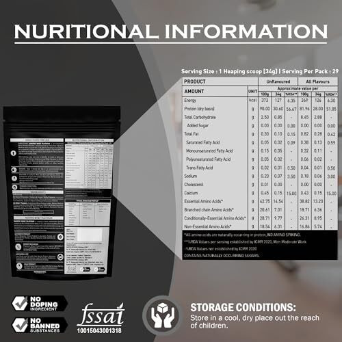 Nakpro Platinum Whey Protein Isolate 90%, 1Kg Unflavoured | 31G Protein, Trustified Certified & No Adulteration | Fast Absorbing Whey Protein Powder