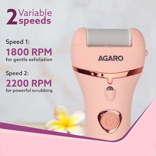 Agaro Callus Remover With 3 Interchangeable Head Rollers, Electronic Foot Scrubber For Callus & Dead Skin Removal, Pedicure Device, 2 Speed, Rechargeable Foot Care, Waterproof, Cr1727, Pink