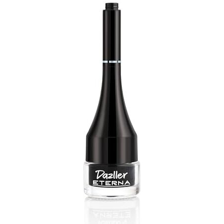 Dazller Eterna Eye Sensation Gel Eyeliner|Water-Proof|Smudge-Proof|Infused Herbal Extracts - Chamomile & Calendula|Flat Brush|Deep Matte Black|3G