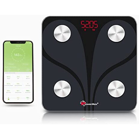 Powermax Fitness Bluetooth Body Fat Scale - Smart Bmi Digital Bathroom Wireless Weight Scale & Body Composition Analyser With Smartphone App (Upto Foot Size 9 , Model Bca-130)