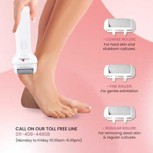 Urban Yog Callus Remover With 3 Interchangeable Head Rollers, Rechargeable, Callus & Dead Skin Removal, 2 Speed Settings, Fast Type-C Charging, 1200Mah Battery