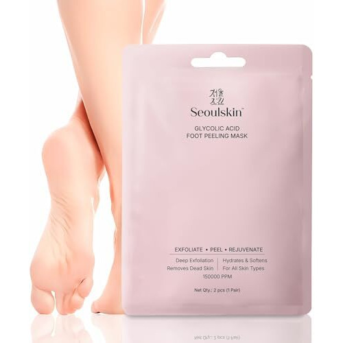 Seoulskin Glycolic Acid Foot Peeling Mask, 150000 Ppm (1 Pair) Korean Peeling & Exfoliating | Deep Exfoliation With Glycolic Acid, Hydrates & Softens, Removes Dead Skin, Cruelty-Free, Vegan, Paraben-Free Foot Peel Off Mask For All Skin Types