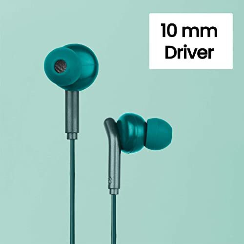 Zebronics Bro In Ear Wired Earphones With Mic, 3.5Mm Audio Jack, 10Mm Drivers, Phone/Tablet Compatible (Green)