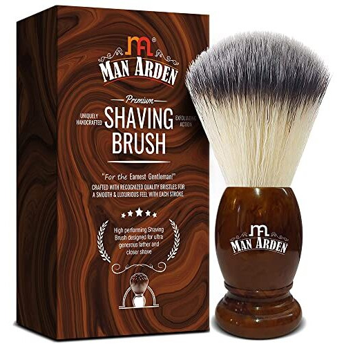 Man Arden Vintage Finish Premium Shaving Brush With Ultra Soft & Absorbent Bristles & Long Handle | Cruelty Free | For A Smooth Shave