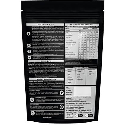 Nakpro Platinum Whey Protein Isolate 1Kg Chocolate | 28G Protein, 6.4G Bcaa | Trustified Certified 100% Authentic Supplement Powder & No Adulteration | Low Carbs, Fast Absorbing Whey Protein Powder