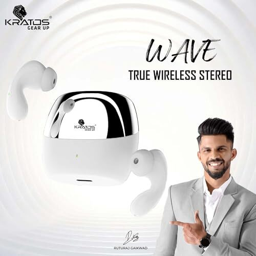 Kratos Wireless Earbuds With Enc For Clear Calls, Long Playtime, Stereo Sound, Low Latency Gaming Mode,Comfortable Fit,Hd Sound & Deep Bass, Voice Assistance,Ipx5 Sweat Resistance,Type-C Fast Charging