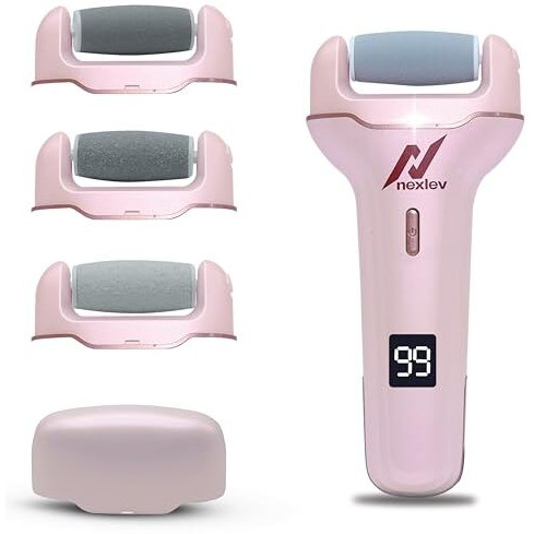 Nexlev Foot Callus Remover | Electric Scrubber & Shaver For Dead, Hard & Cracked Skin | Professional Pedicure At Home | Waterproof | Type C | 3 Crystal Quartz Heads | For Men And Women| Cr-01