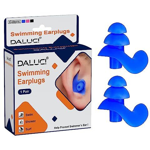 Daluci 2Nd Gen Waterproof Swimming Ear Plugs | Noise Reduction Silicone Ear Protectors For Men & Women | Prevents SwimmerS Ear | Ultra-Soft & Comfortable For Bathing, Showering, Surfing (1 Pair, Matte Blue)
