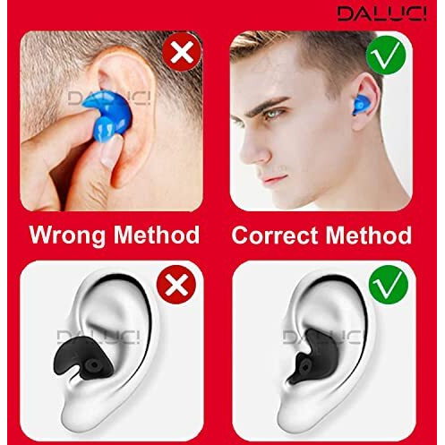 Daluci 2Nd Gen Waterproof Swimming Ear Plugs | Noise Reduction Silicone Ear Protectors For Men & Women | Prevents SwimmerS Ear | Ultra-Soft & Comfortable For Bathing, Showering, Surfing (1 Pair, Matte Blue)