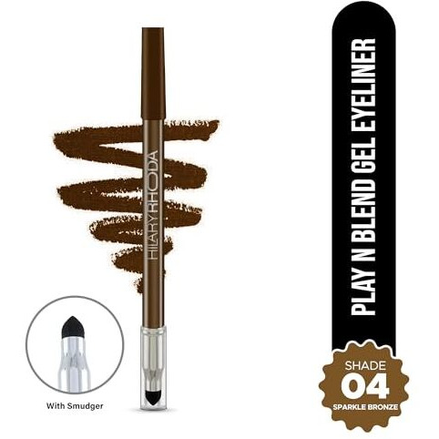 Hilary Rhoda Play N Blend Gel Eyeliner | One Stroke Application | Highly Pigmented | Matte & Shimmer Finish | 2 In 1 Smudger + Eyeliner | Butter Smooth Texture | 1.5G - (Sparkle Bronze | Shade 04)