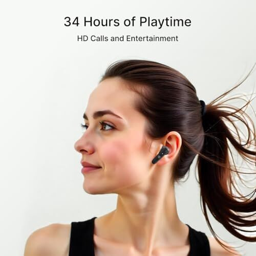 Ptron Bassbuds Astra In-Ear Tws Earbuds With Stereo Sound, 34Hrs Playtime, Stereo Calls, Bluetooth V5.3 Headphones With Quick Pairing, Touch Control, Voice Assistant, Type C Charging & Ipx4 (Black)