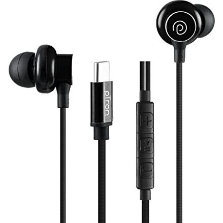 Ptron Boom Buddy In Ear Wired Headphones With Mic, Type-C Audio Connector, Immersive Stereo Sound With Deep Bass, 14Mm Large Dynamic Drivers & 1.2M Nylon Braided Cable (Jet Black)