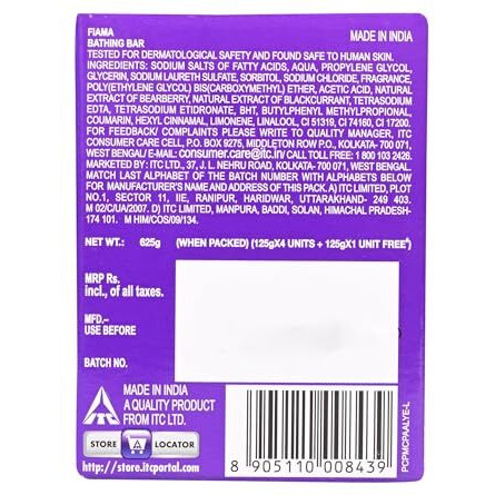 Fiama Gel Bar Blackcurrant And Bearberry 125 G X5 625 Gm Bottle