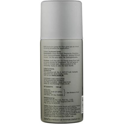 Skinn By Titan Raw Long-Lasting Deodorant Spray For Men - 150 Ml | Perfume For Men | Eau De Parfum For Men | Men's Cologne | For Daily Use | Premium Fragrance | Grooming Essentials