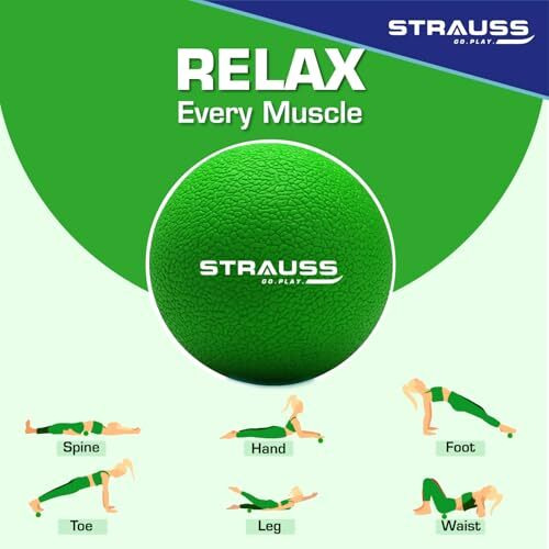 Strauss Yoga Massage Ball For Deep Tissue Massage & Trigger Point Therapy|High-Density Acupressure Ball |Ideal For Yoga,Pilates, Fitness |Portable Self-Massage Tool For Sore Muscles & Recovery ,(Green)