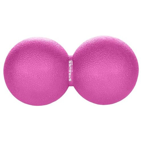 Strauss Yoga & Lacrosse Massage Dual Peanut Shaped Ball | Ideal For Physiotherapy, Deep Tissue Massage, Trigger Point Therapy, Muscle Knots | High-Density Roller & Acupressure Ball For Myofascial Release & Pain Relief, (Pink)