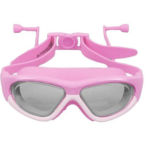 Strauss Swimming Goggles With Anti-Fog & Uv Protection For Adults, Men And Women | Fully Adjustable With Case Cover (Pink/White)