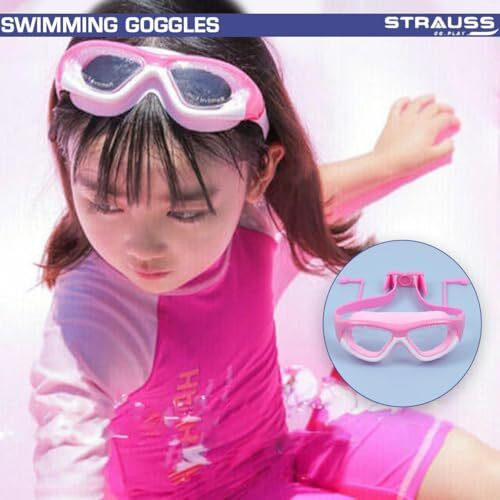 Strauss Swimming Goggles With Anti-Fog & Uv Protection For Adults, Men And Women | Fully Adjustable With Case Cover (Pink/White)