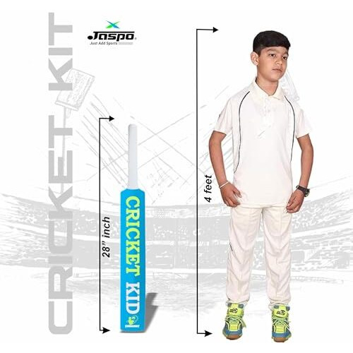Jaspo Cricket-Kid Complete Cricket Set For Kids Perfect Introduction To Cricket For Young Players,Plastic Bat For Practice Initial Training Of Beginners Learners (Size-3 (Age 5 To 10 Yrs))