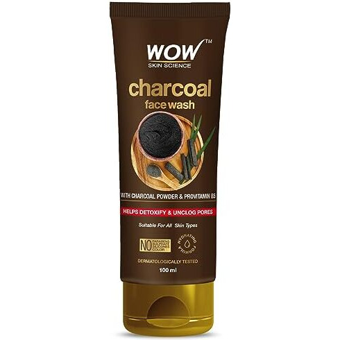 Wow Skin Science Charcoal Face Wash | Detoxifies Skin | Unclogs Pores | Lifts Of Pollutants & Dirt