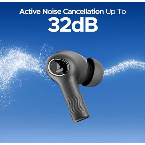 Boat Nirvana Iris Truly Wireless In Ear Ear Buds W/Up To 32 Db Active Noise Cancellation,120 Hrs Playback,Crystal Bionic Sound Powered By Hifi,Beast Mode,Enx Tech,Hearables App(Crystal Black)