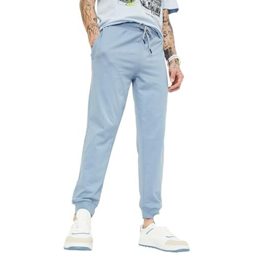 Max Men Solid Athleisure Mid Rise Joggers (Ss24Sljtmoup00Light Blue)_Xl