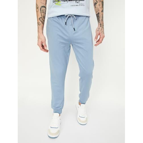 Max Men Solid Athleisure Mid Rise Joggers (Ss24Sljtmoup00Light Blue)_Xl