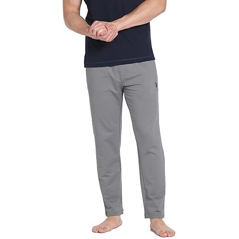 U.S. Polo Assn. Men Polyester High Stretch Ar001 Active Casual Style Track Pants - Pack Of 1 (Steelgrey Large)