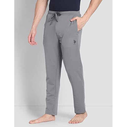 U.S. Polo Assn. Men Polyester High Stretch Ar001 Active Casual Style Track Pants - Pack Of 1 (Steelgrey Large)