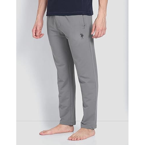 U.S. Polo Assn. Men Polyester High Stretch Ar001 Active Casual Style Track Pants - Pack Of 1 (Steelgrey Large)