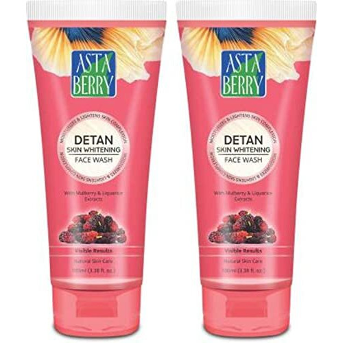 Astaberry De-Tan Skin Whitening Face Wash For Skin Brightening & Tone - It Deep Cleanses The Skin | Removes Dead Cells | Helps Reduce Tanning- (Pack Of 2 (100Ml X 2))