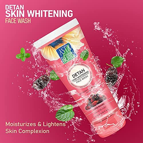 Astaberry De-Tan Skin Whitening Face Wash For Skin Brightening & Tone - It Deep Cleanses The Skin | Removes Dead Cells | Helps Reduce Tanning- (Pack Of 2 (100Ml X 2))
