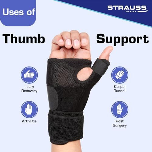 Strauss - St-1509 Thumb Support With Wrist Wrap, Free Size, (Black)