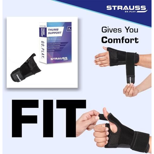 Strauss - St-1509 Thumb Support With Wrist Wrap, Free Size, (Black)