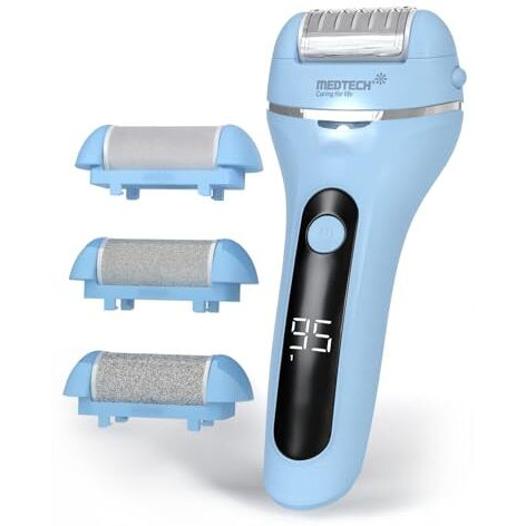 Medtech Revive Rechargeable Callus Remover | Electric Foot Scrubber For Dead Skin Removal | 3 Crystal Quartz Heads For Dead Skin Removal | Pedicure Machine For Home | Pedicure Kit For Women